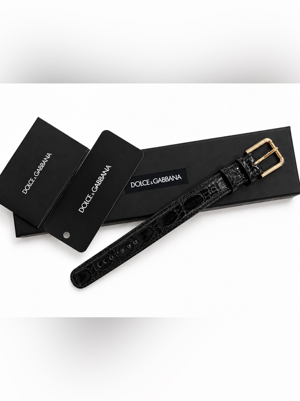 DOLCE & GABBANA Bracelet Textured Leather in Black NWT/NIB